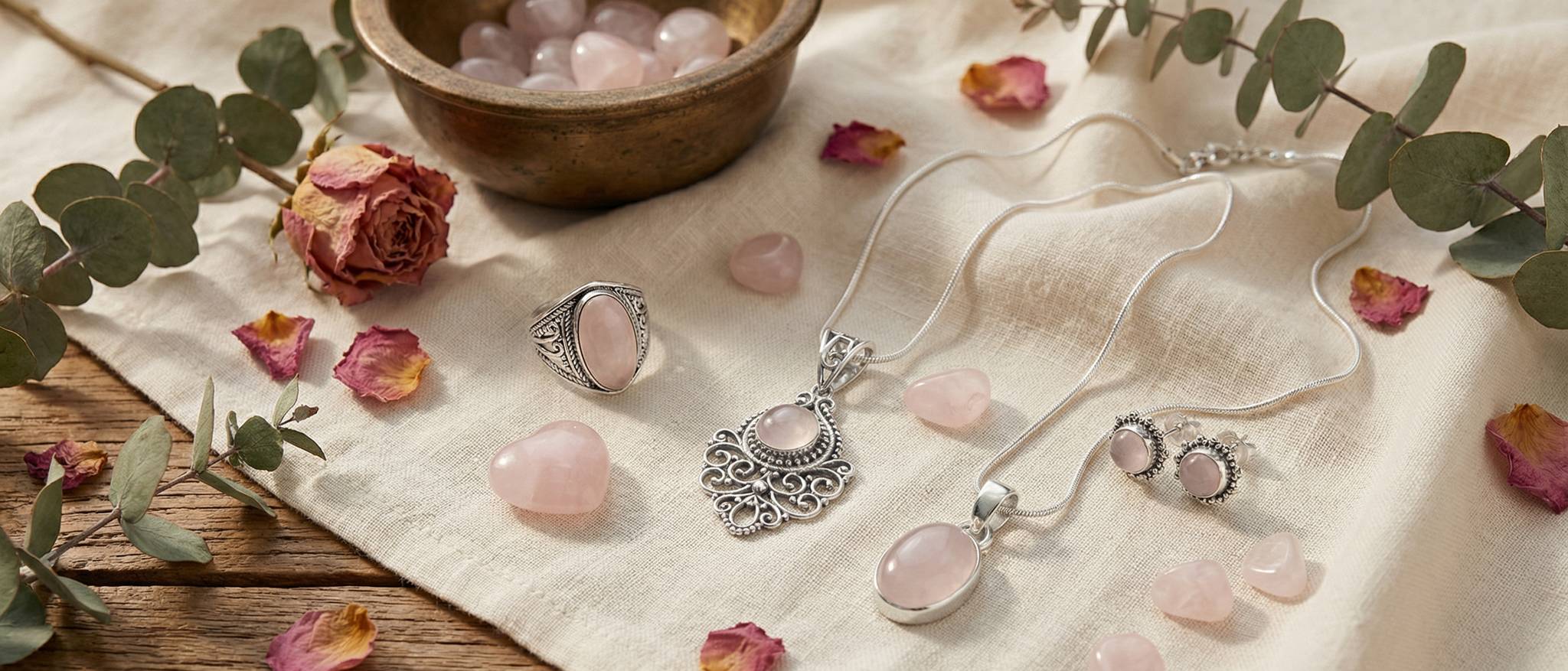 Silberschmuck mit Rosenquarz