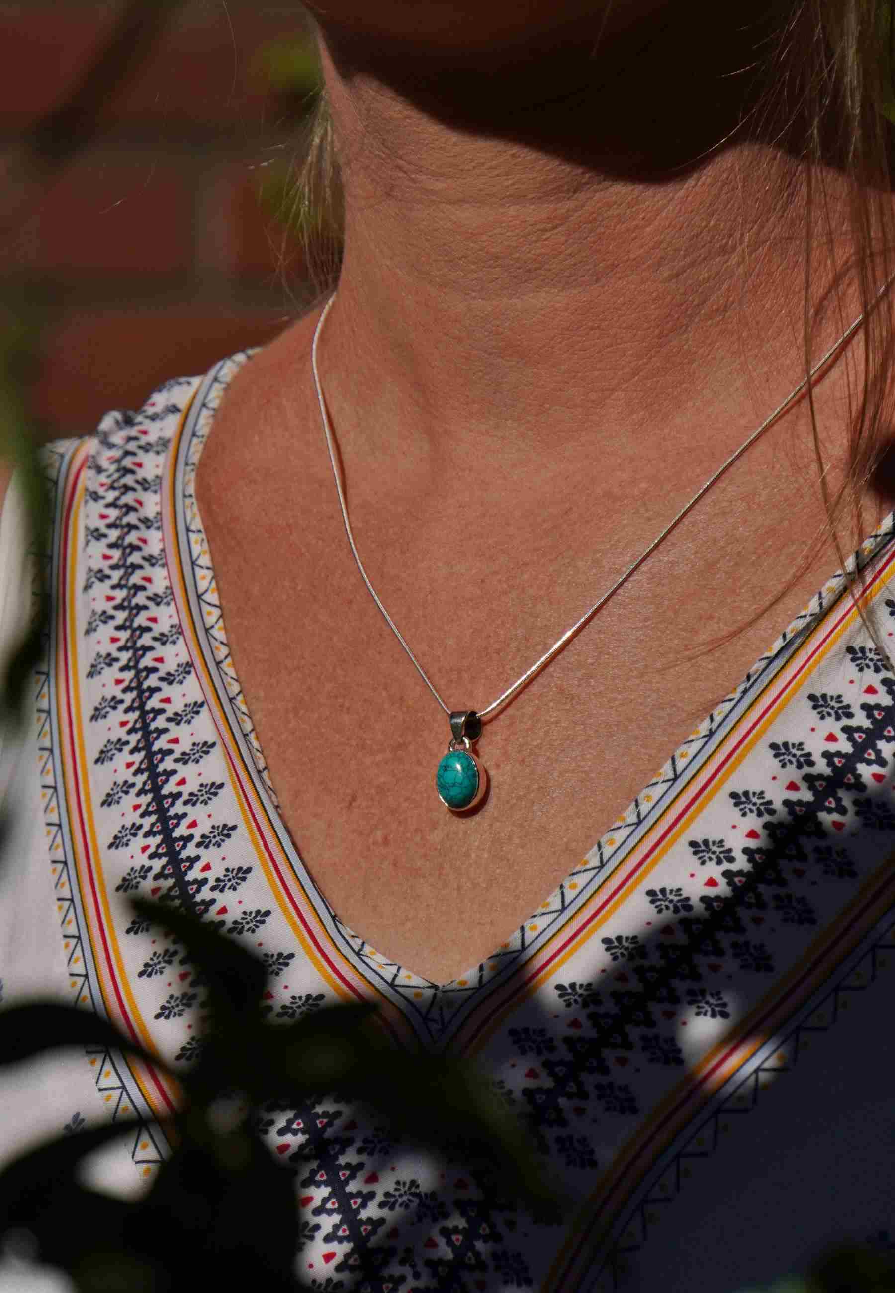 Silberkette mit Anhänger SAMA oval aus 925 Silber - mantraroma
