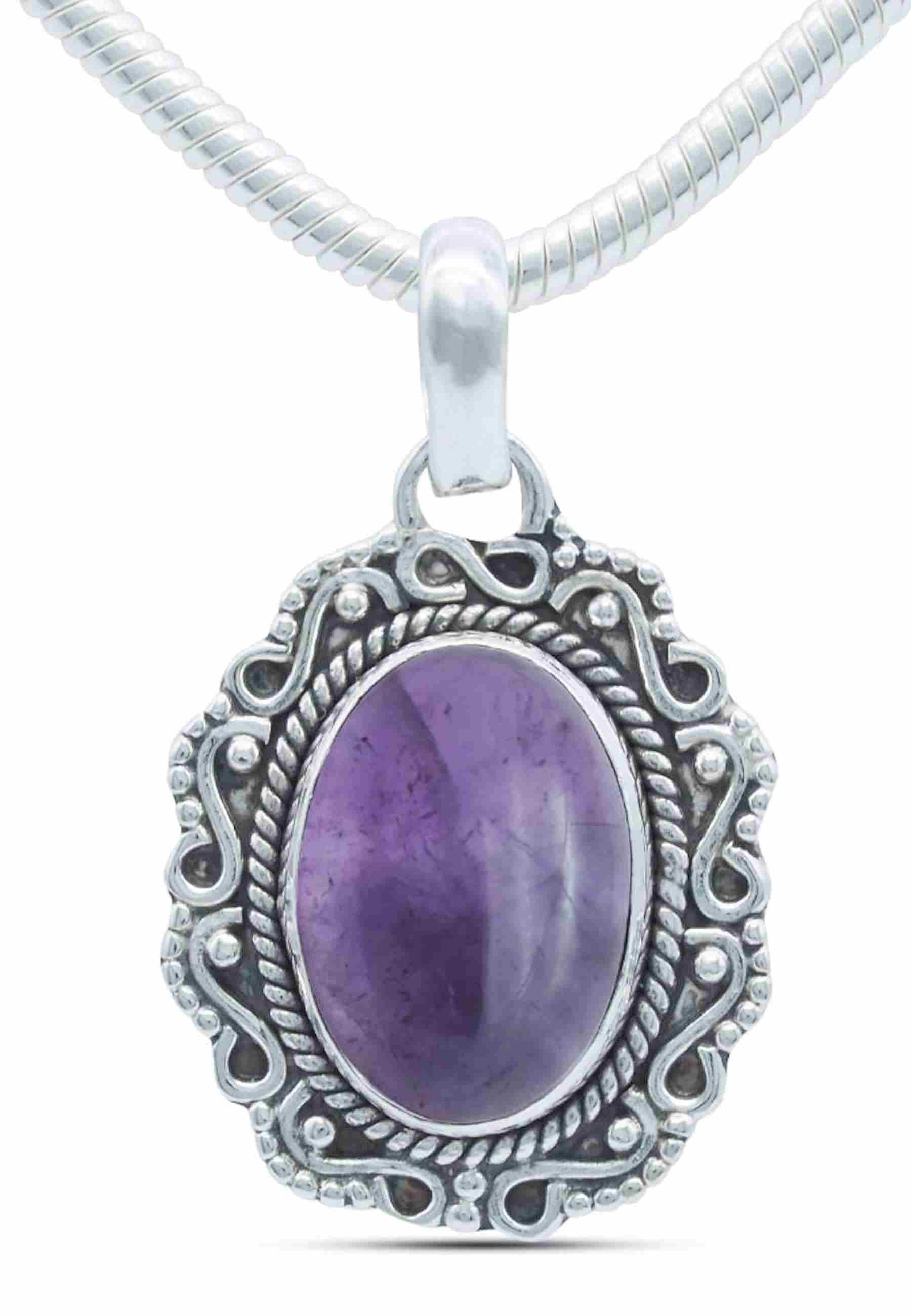 Silberkette mit Anhänger KATUVA oval aus 925 Silber - mantraroma
