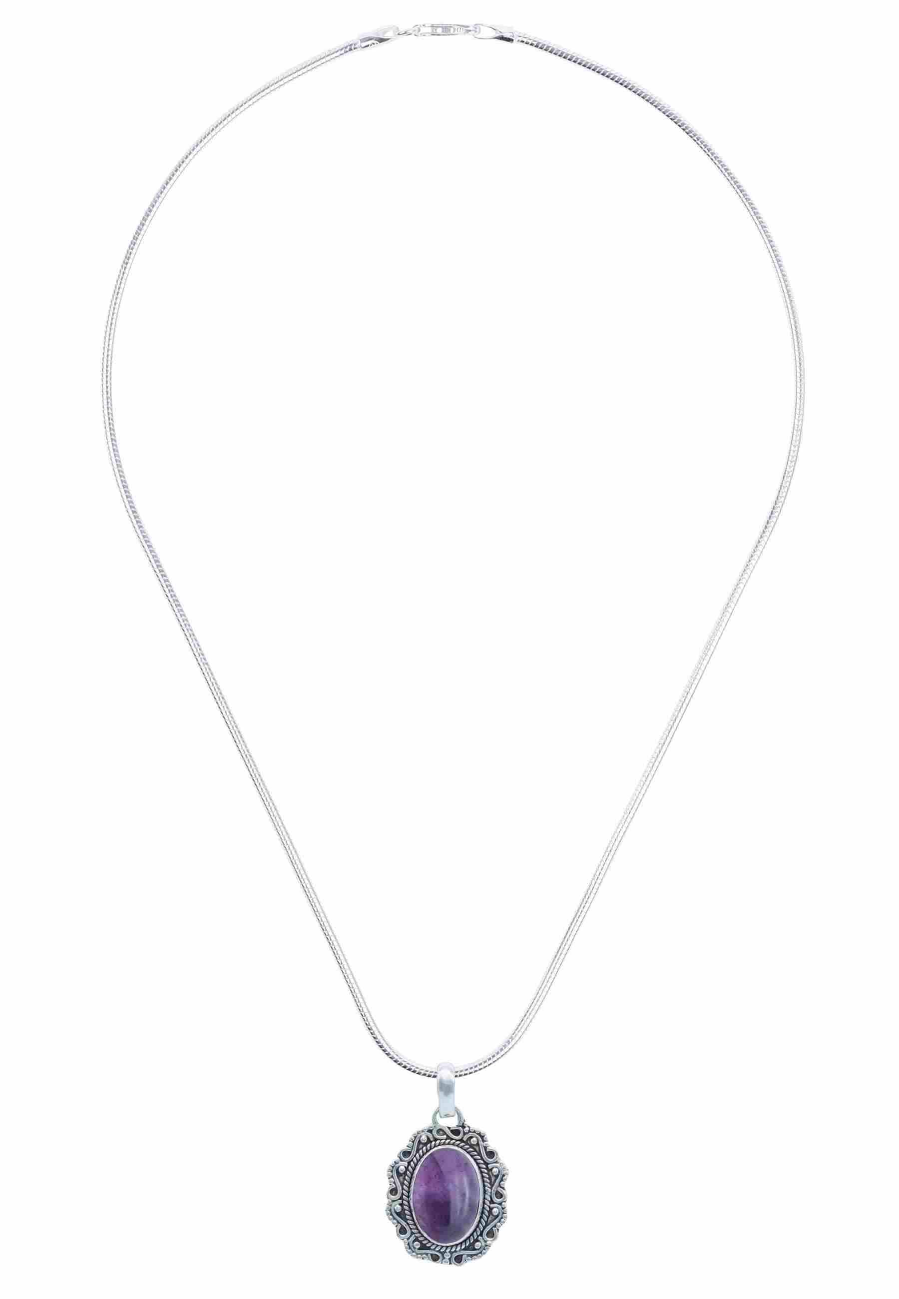 Silberkette mit Anhänger KATUVA oval aus 925 Silber - mantraroma