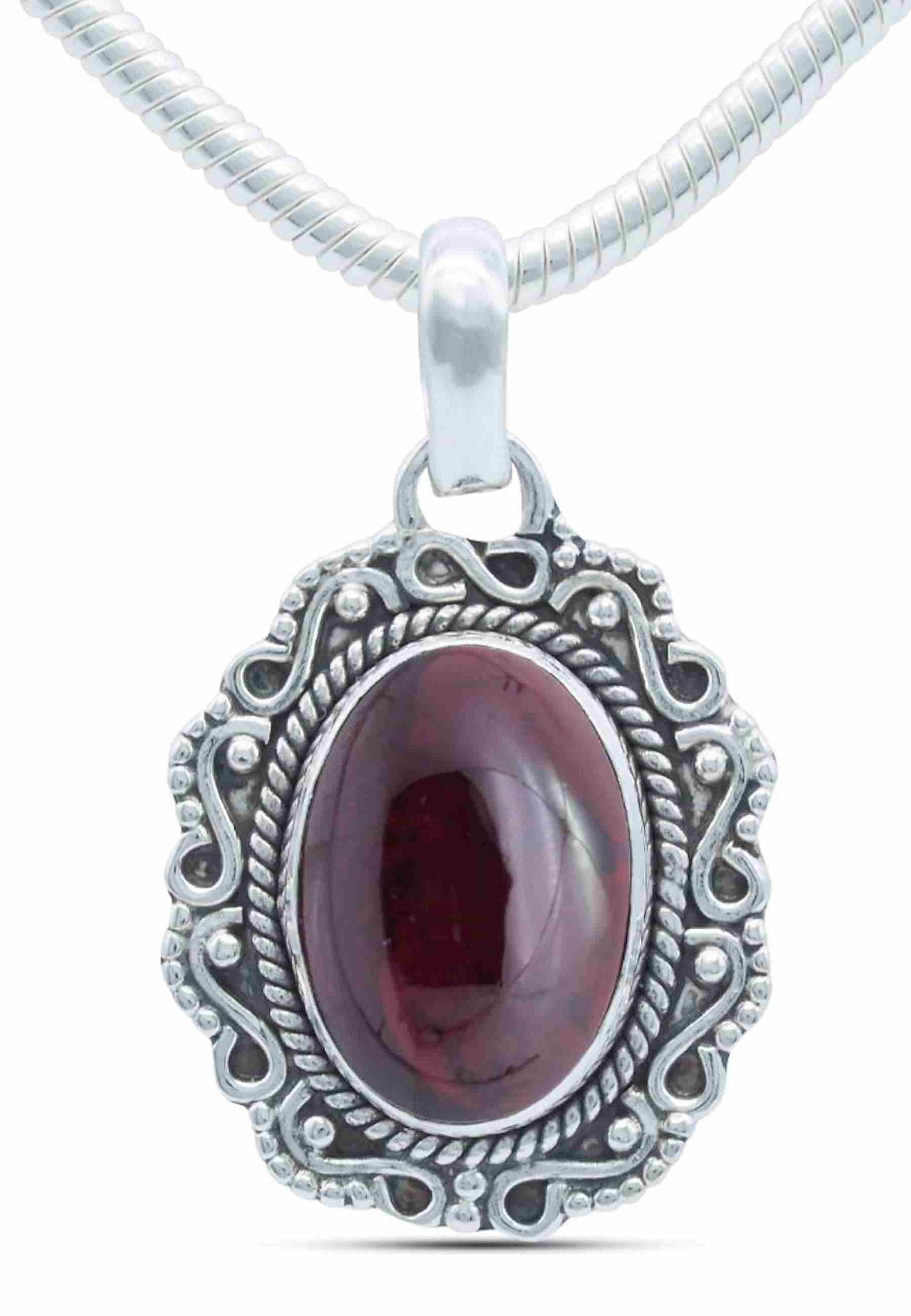 Silberkette mit Anhänger KATUVA oval aus 925 Silber - mantraroma