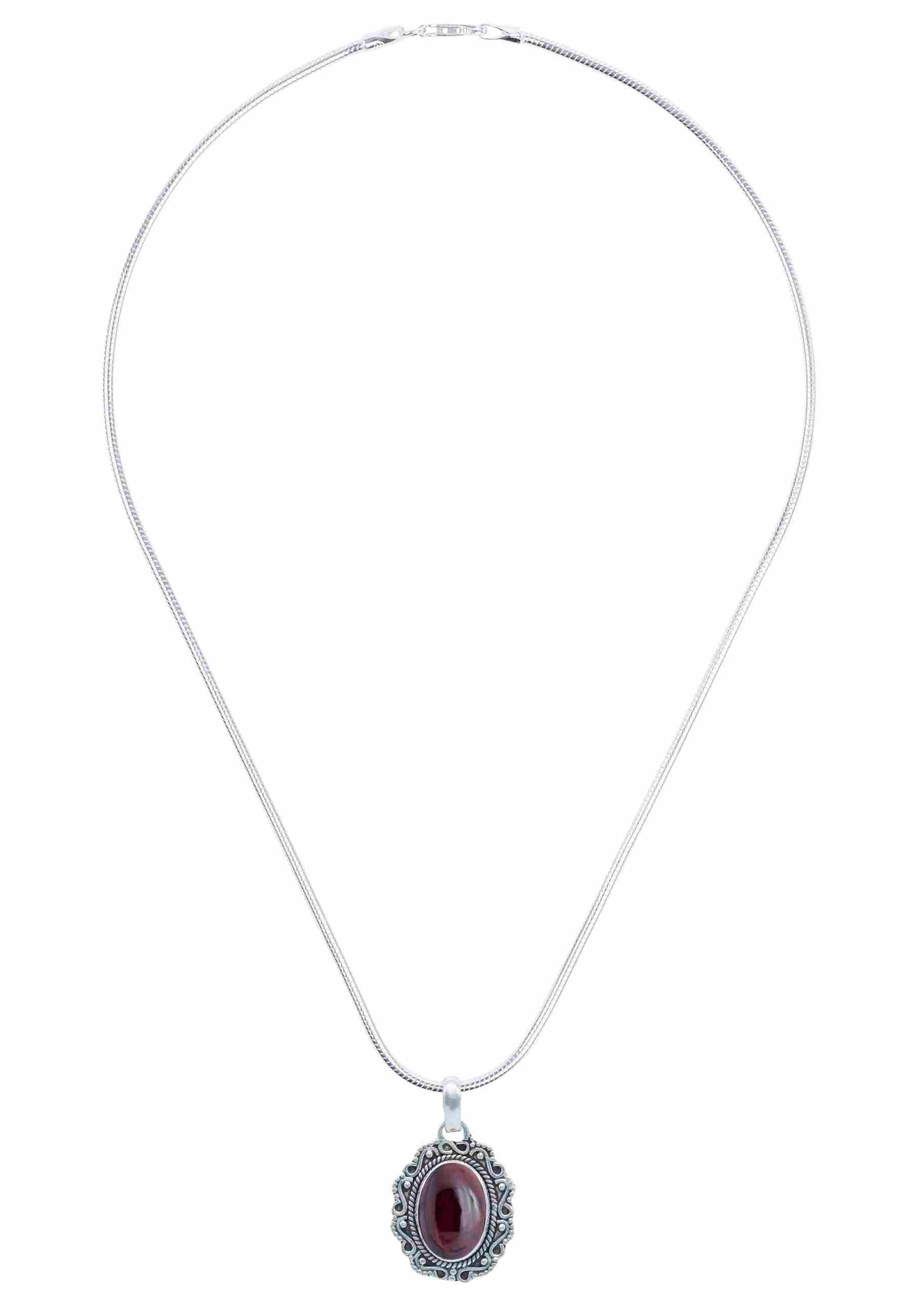 Silberkette mit Anhänger KATUVA oval aus 925 Silber - mantraroma