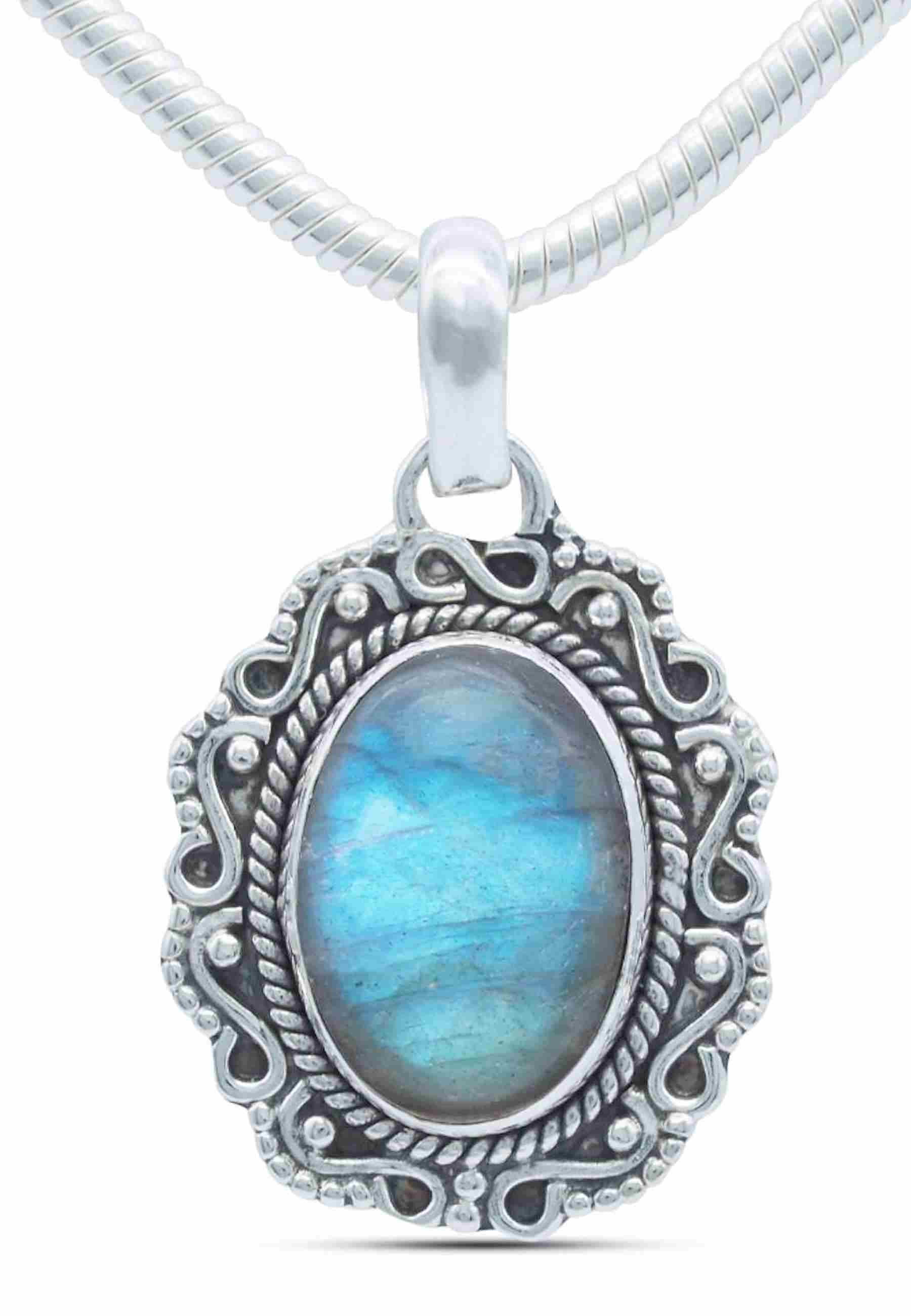 Silberkette mit Anhänger KATUVA oval aus 925 Silber - mantraroma