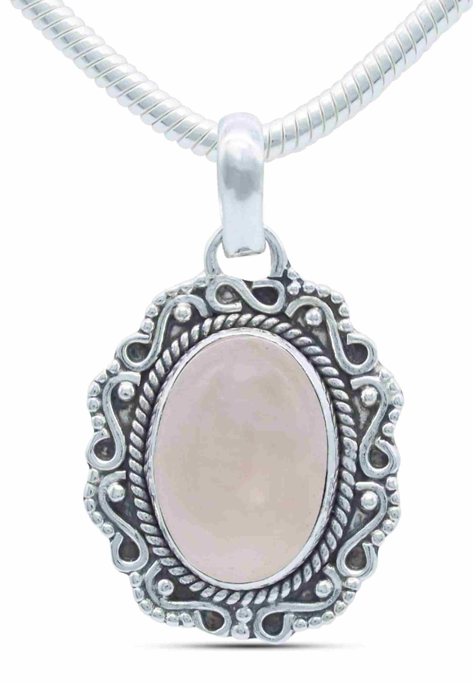 Silberkette mit Anhänger KATUVA oval aus 925 Silber - mantraroma