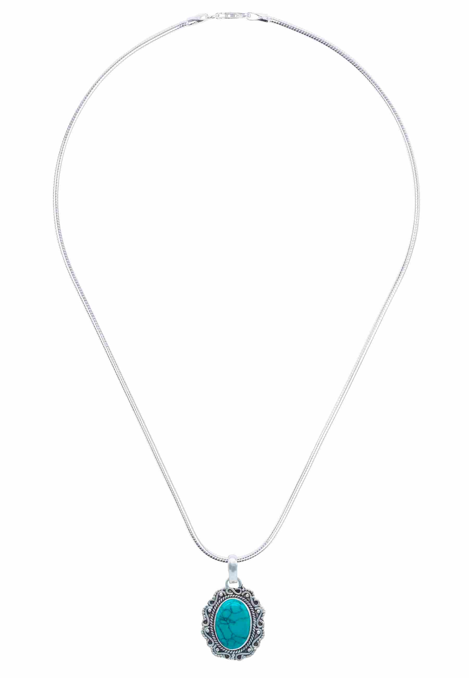 Silberkette mit Anhänger KATUVA oval aus 925 Silber - mantraroma