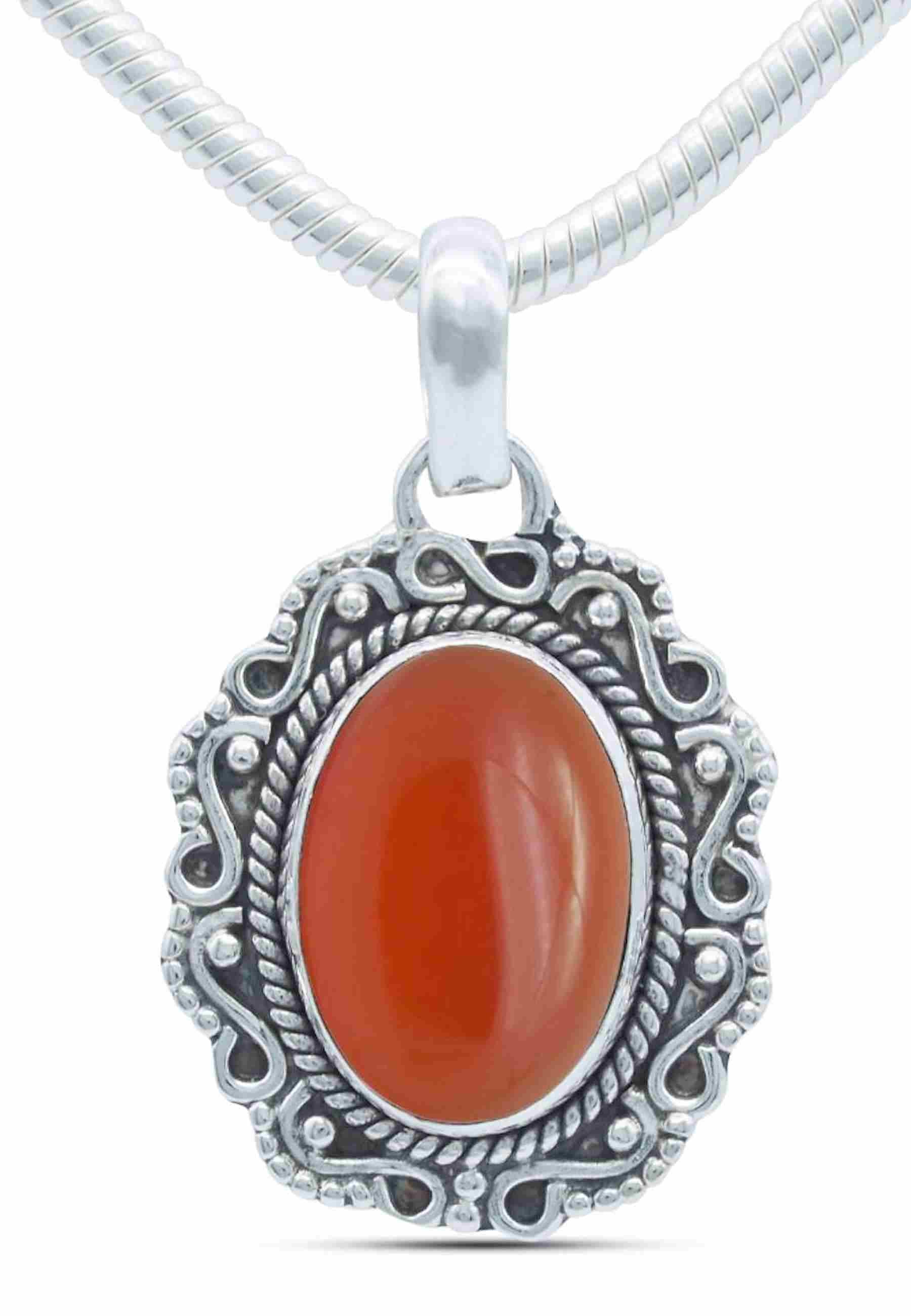 Silberkette mit Anhänger KATUVA oval aus 925 Silber - mantraroma