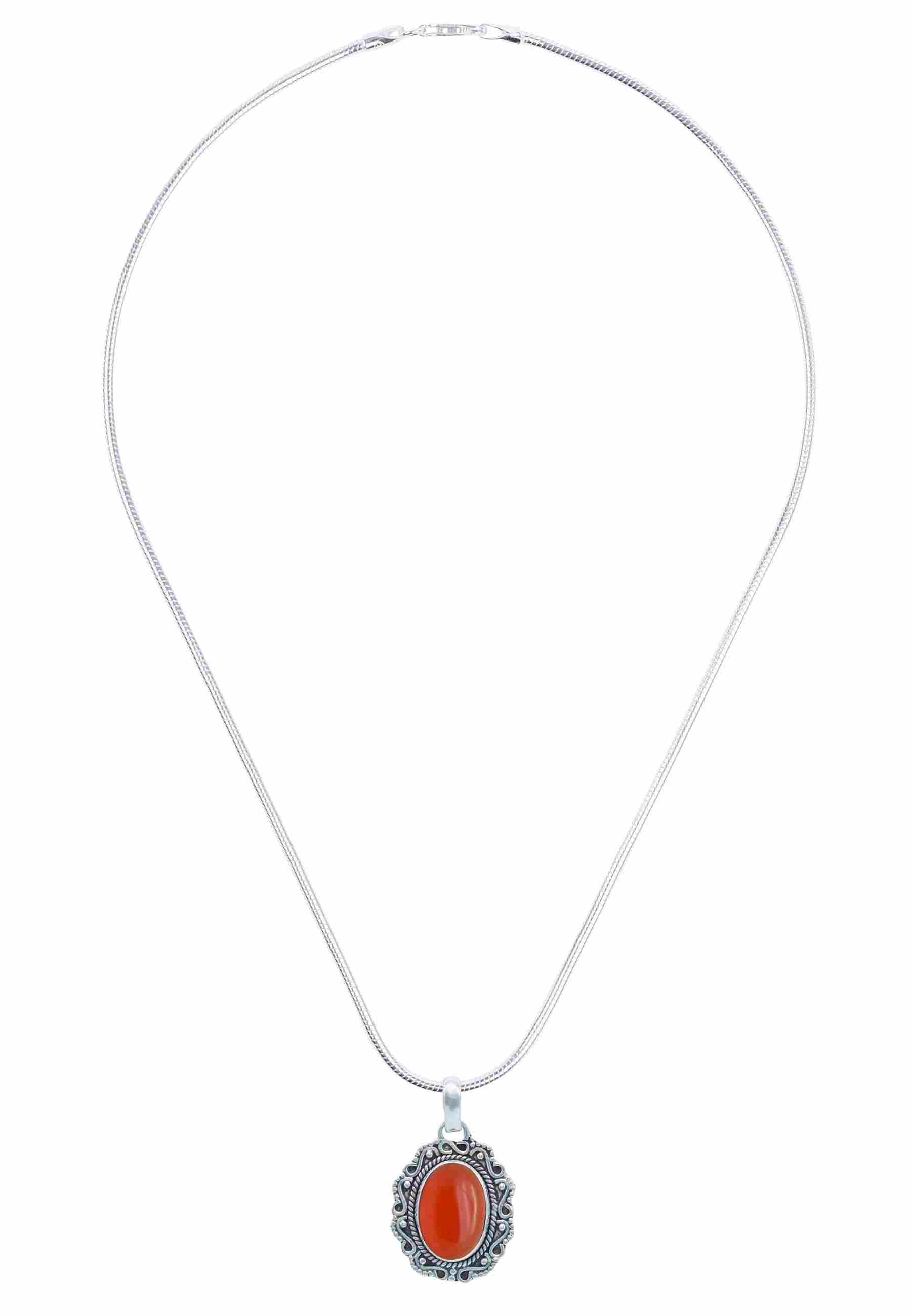 Silberkette mit Anhänger KATUVA oval aus 925 Silber - mantraroma