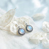 925 Silber Hängeohrringe BULAN rund | 12 mm x 30 mm | Edelstein wählbar