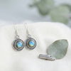 925 Silber Hängeohrringe BULAN rund | 12 mm x 30 mm | Edelstein wählbar