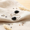 Onyx Ring  Tropfen schlicht 925 Sterlingsilber
