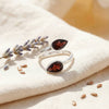 Granat facettiert Ring  Tropfen schlicht 925 Sterlingsilber