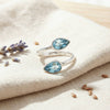 blau Topas Ring  Tropfen schlicht 925 Sterlingsilber