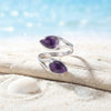 Amethyst Ring  Tropfen schlicht 925 Sterlingsilber