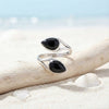 Onyx Ring  Tropfen schlicht 925 Sterlingsilber