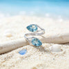 blau Topas Ring  Tropfen schlicht 925 Sterlingsilber