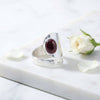 Granat Ring  Oval schlicht 925 Sterlingsilber