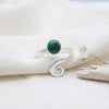 Malachit Ring  Rund schlicht 925 Sterlingsilber