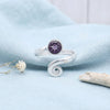 Amethyst facettiert Ring  Rund schlicht 925 Sterlingsilber