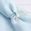 blau Topas Ring  Rund schlicht 925 Sterlingsilber