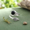Onyx Ring  Rund blumig 925 Sterlingsilber