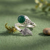 grünen Onyx Ring  Rund blumig 925 Sterlingsilber