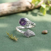 Amethyst facettiert Ring  Rund blumig 925 Sterlingsilber