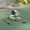 Granat facettiert Ring  Rund blumig 925 Sterlingsilber