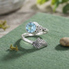 blau Topas Ring  Rund blumig 925 Sterlingsilber