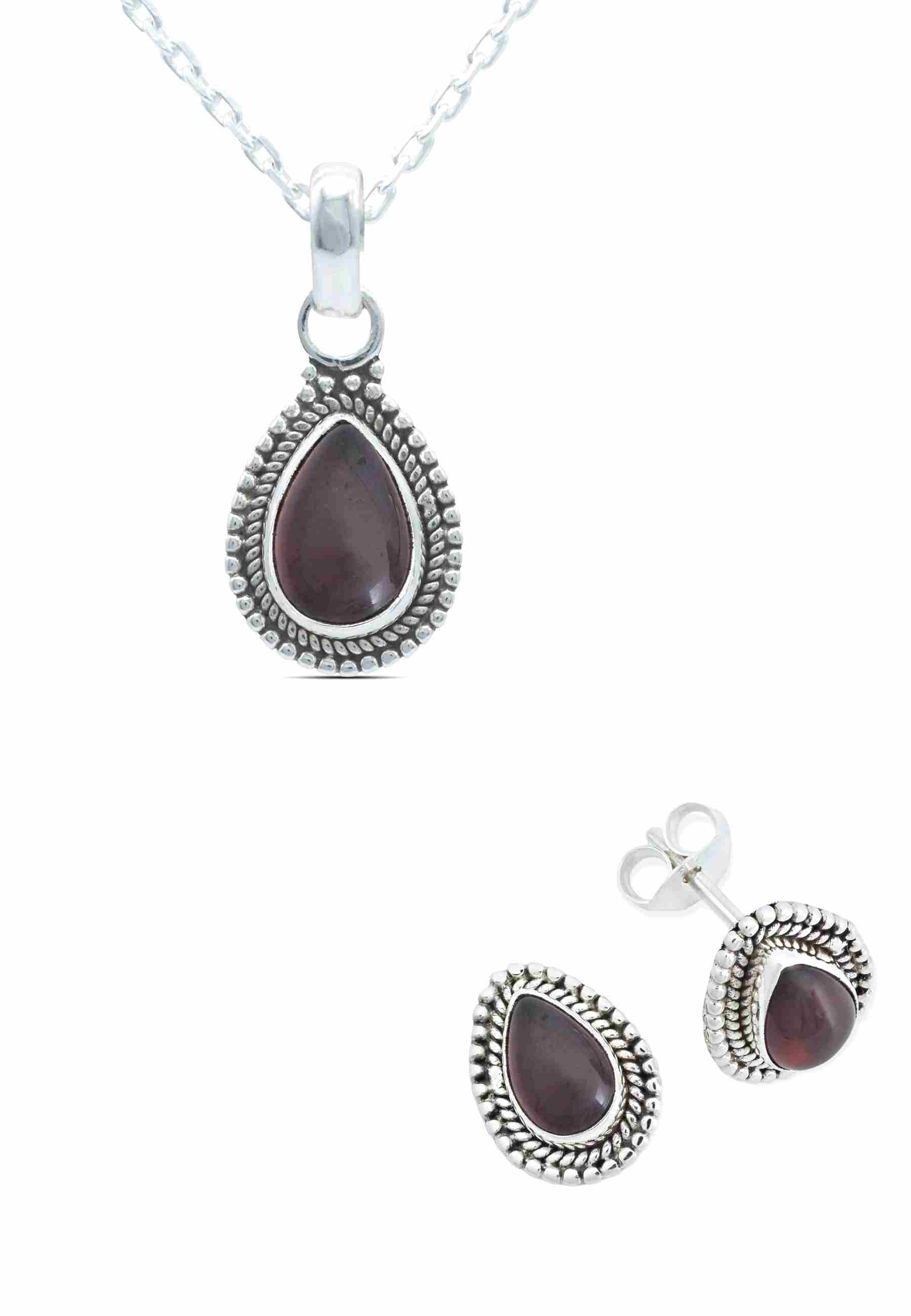 Schmuckset NILA 925 Silber mit Granat - mantraroma
