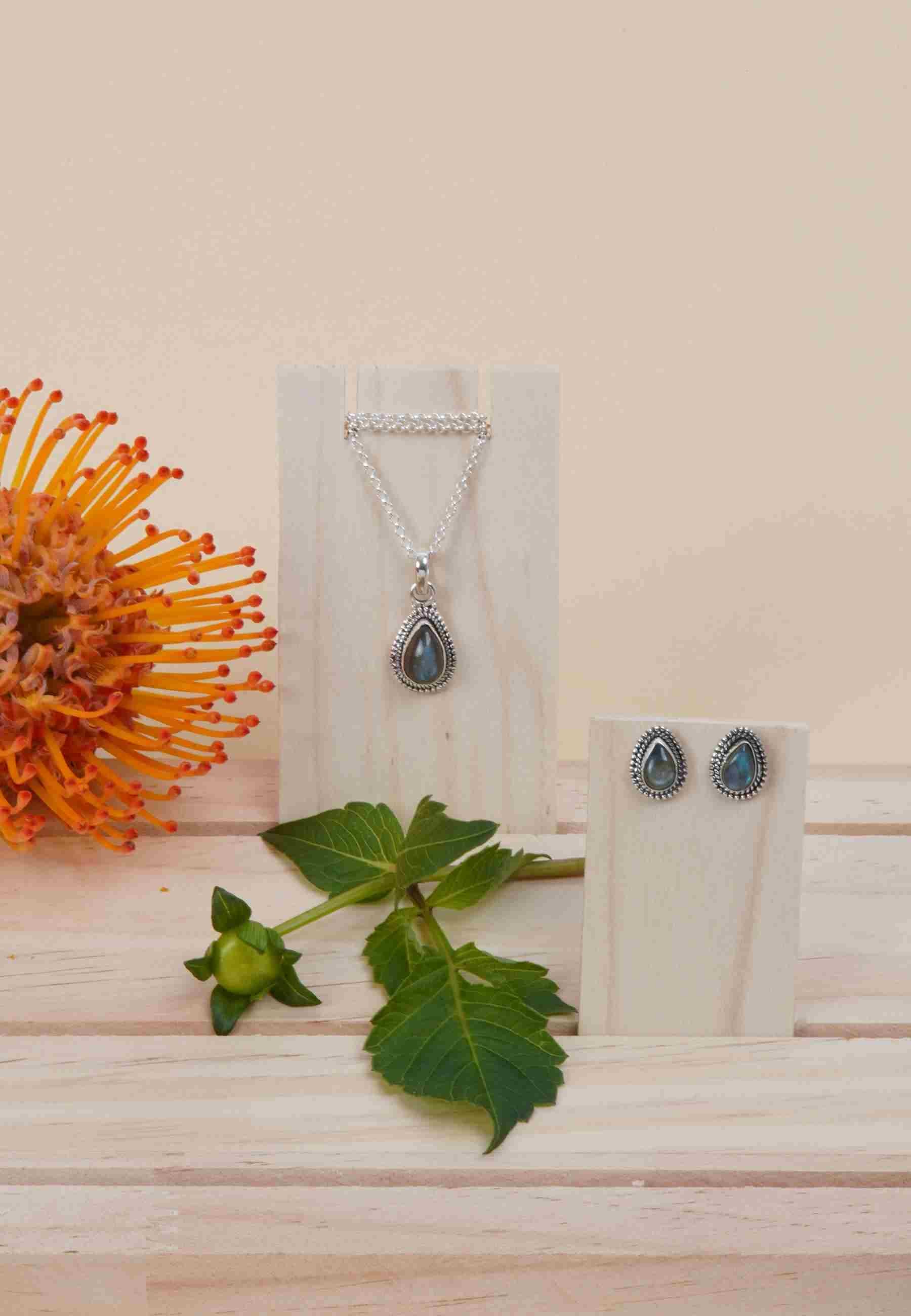 Schmuckset NILA 925 Silber mit Labradorit - mantraroma