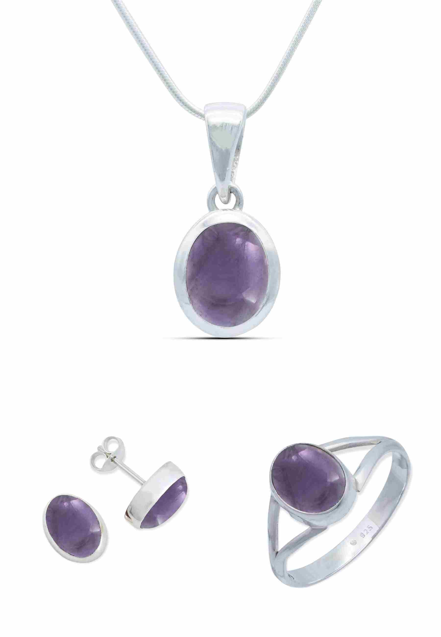 Schmuckset MIALE 925 Silber mit Amethyst - mantraroma
