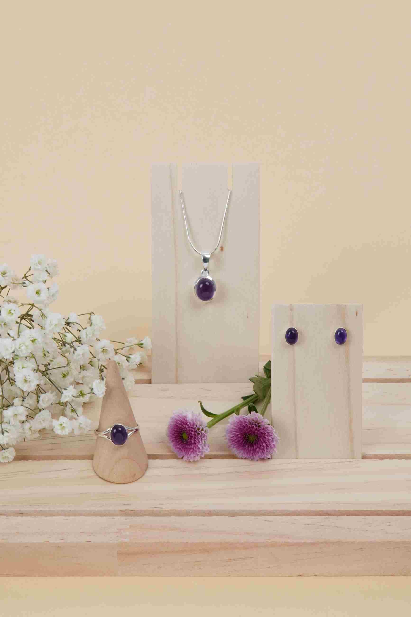 Schmuckset MIALE 925 Silber mit Amethyst - mantraroma