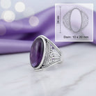 [KI] Amethystring aus Silber mit Maßangaben zu Ring und Edelstein
