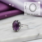 [KI] Amethystring aus Silber mit Maßangaben zu Ring und Edelstein
