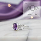 [KI] Amethystring aus Silber mit Maßangaben zu Ring und Edelstein