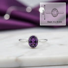 [KI] Amethystring aus Silber mit Maßangaben zu Ring und Edelstein