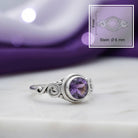 [KI] Amethystring aus Silber mit Maßangaben zu Ring und Edelstein
