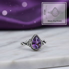 [KI] Amethystring aus Silber mit Maßangaben zu Ring und Edelstein