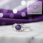[KI] Amethystring aus Silber mit Maßangaben zu Ring und Edelstein