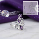 [KI] Amethystring aus Silber mit Maßangaben zu Ring und Edelstein
