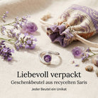 [KI] Silberring mit Amethyst und Geschenkbeutel aus recyceltem Sari