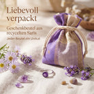 [KI] Silberring mit Amethyst und Geschenkbeutel aus recyceltem Sari