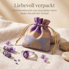 [KI] Silberring mit Amethyst und Geschenkbeutel aus recyceltem Sari