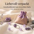 [KI] Silberring mit Amethyst und Geschenkbeutel aus recyceltem Sari