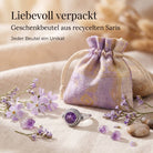 [KI] Silberring mit Amethyst und Geschenkbeutel aus recyceltem Sari