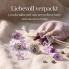 [KI] Silberring mit Amethyst und Geschenkbeutel aus recyceltem Sari