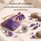 [KI] Silberring mit Amethyst und Geschenkbeutel aus recyceltem Sari