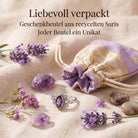 [KI] Silberring mit Amethyst und Geschenkbeutel aus recyceltem Sari