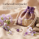 [KI] Silberring mit Amethyst und Geschenkbeutel aus recyceltem Sari