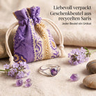 [KI] Silberring mit Amethyst und Geschenkbeutel aus recyceltem Sari